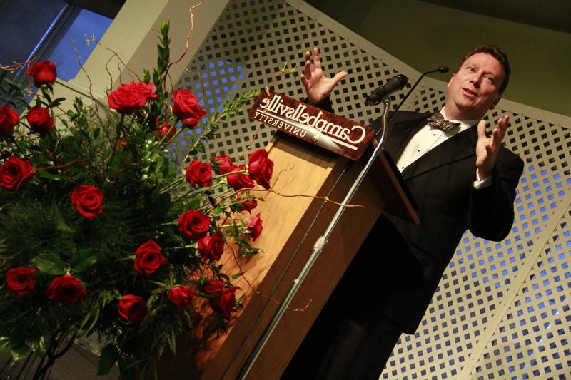 Kevin Flanery, president of Churchill Downs, speaks  about Campbellsville University being a cultural  phenomenon. (Campbellsville University Photo by  Rachel DeCoursey)